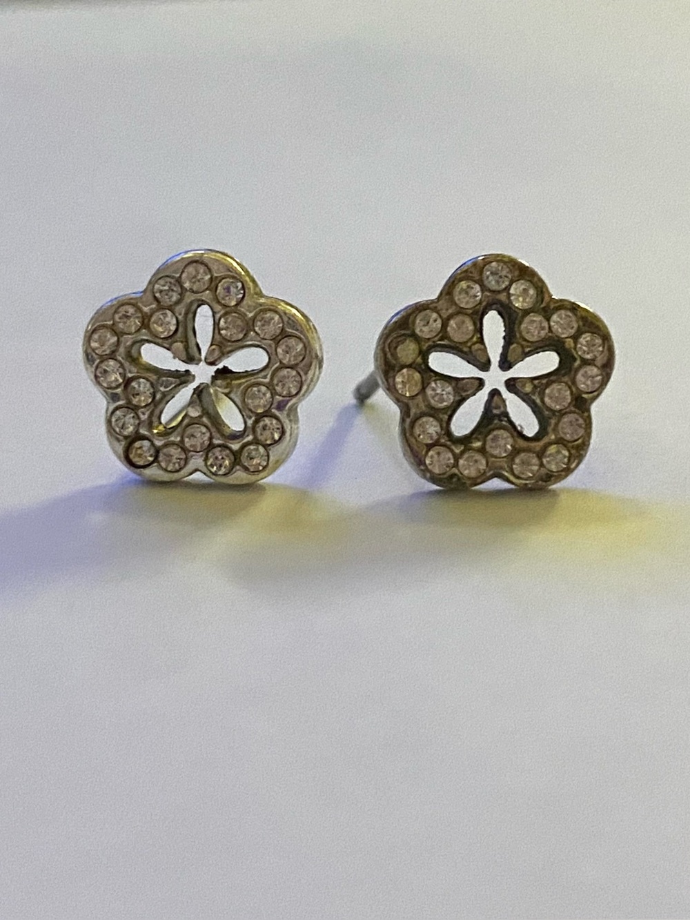 Teeny Tiny Rhinestone Floral Studs, Noidea On Age At Least Modern Vintage